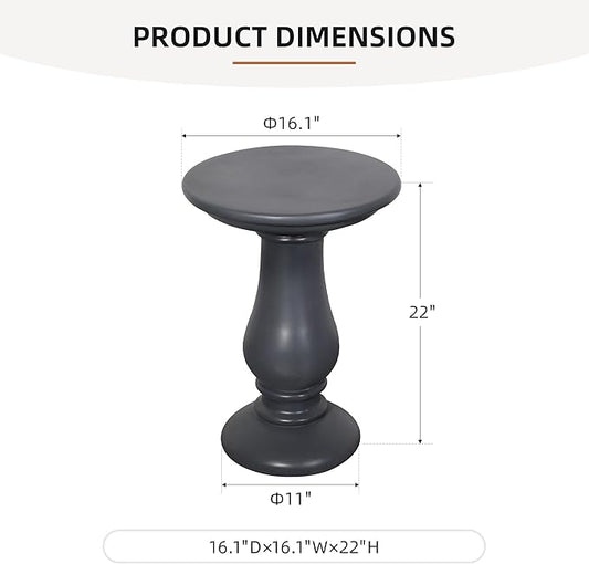 UPHA Outdoor Patio Round Side Table,Concrete Accent End for Outside Yard, Deck, Living Room, Bedroom, Grey