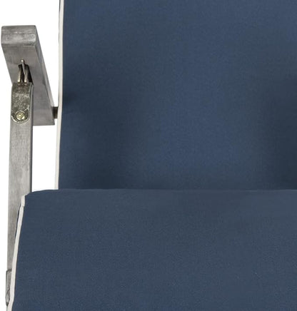 SAFAVIEH Outdoor Collection Palmdale Grey Solid Wood/Navy Cushion Chaise Lounge Chair (PAT7015B)