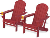 Folding Adirondack Chairs Set of 2, HDPE Fire Pit Chairs Weather Resistant - Photo 1
