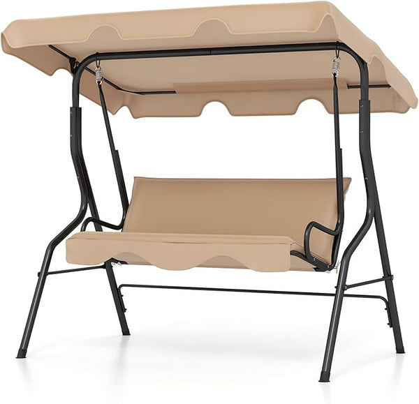 Tangkula 3 Person Porch Swing, Patio Swing with Removable Cushion & Powder-Coated Steel Frame - Photo 1