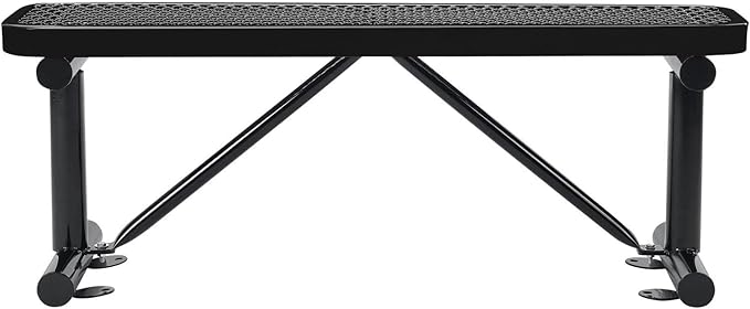 Global Industrial 4'L Heavy Duty Expanded Metal Mesh Flat Bench with Steel Frame, Portable Outdoor Bench, 1000 lbs Capacity, Black, 48" L x 14-1/2"W x 18" H