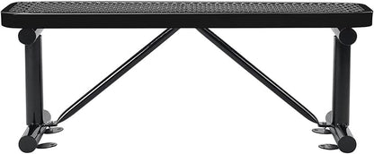 Global Industrial 4'L Heavy Duty Expanded Metal Mesh Flat Bench with Steel Frame, Portable Outdoor Bench, 1000 lbs Capacity, Black, 48" L x 14-1/2"W x 18" H