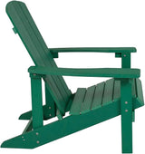 Flash Furniture Charlestown Poly Resin Adirondack Chair - Green - All Weather - Indoor/Outdoor - Set of 2 - Photo 8
