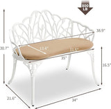 HOMEFUN Outdoor Bench with Cushion- Patio Garden Benches Metal Loveseat Cast-Aluminum Outside Furniture for Park Lawn - Photo 2