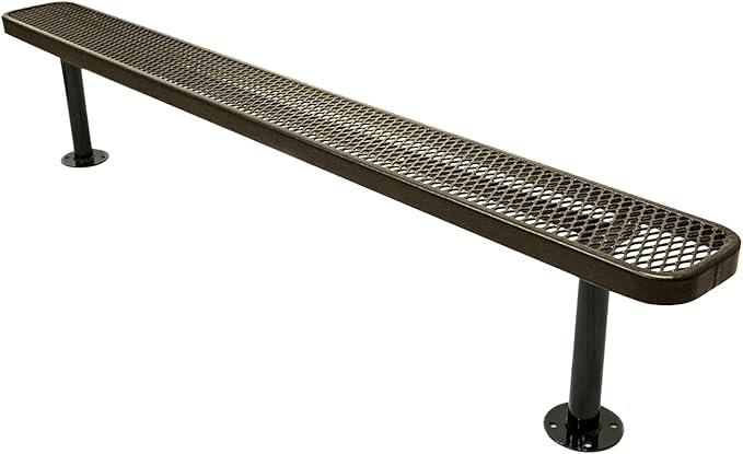 COATEDOUTDOORFURNITURE Heavy-Duty Outdoor Bench Thermoplastic Coated, Expanded Metal, Commercial-Grade Seating, Made in America (Surface Without Back, 8 Ft, Textured Gold Vein)