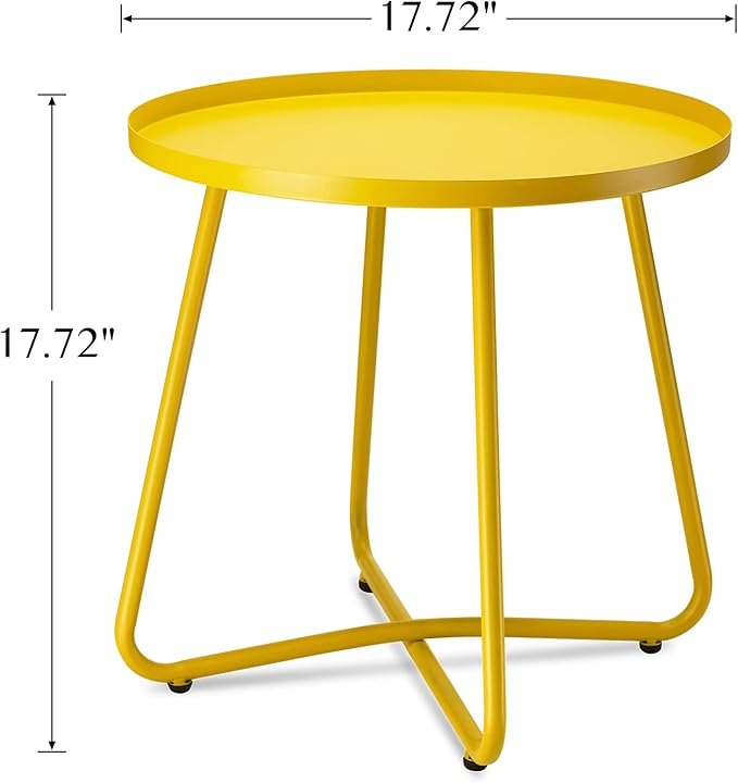danpinera Outdoor Side Tables, Weather Resistant Steel Patio Side Table - Photo 3