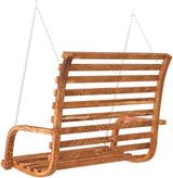 Solid Bent Wood Swing Bench, Teak Stain Finish, 49.6x24.8x36.2 Inch Outdoor Seating for Patio, Garden, or Balcony - Photo 5