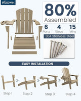 FOOWIN Folding Adirondack Chair Set of 8, HDPE Adirondack Chairs with Cup Holder - Photo 7