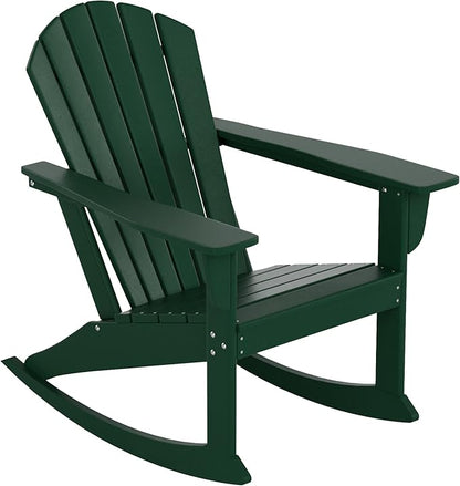 WestinTrends Dylan Outdoor Patio Poly Plastic Adirondack Rocking Chair, Dark Green
