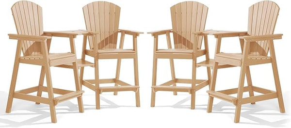 PASAMIC Tall Adirondack Chairs Set of 4, All-Weather HDPE Patio Chairs with Double Connecting Trays - Photo 1