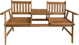 FDW Outdoor Patio Bench Wood Garden Bench Park Bench Acacia Wood with Table for Pool Beach Backyard Balcony Porch Deck - Photo 1