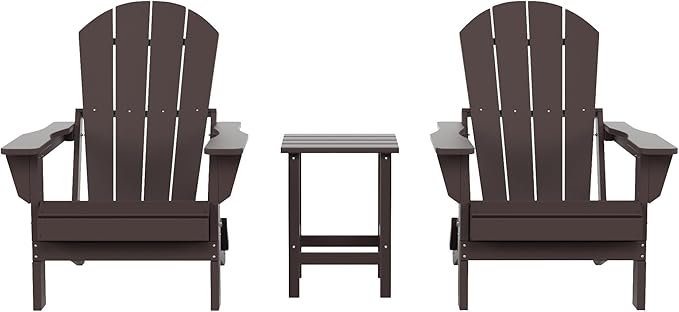 Costaelm 3 piece Patio Set, Outdoor Modern Adirondack Table and Chairs - Photo 1