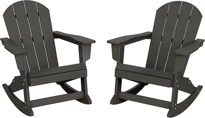 WO WESTIN OUTDOOR HDPE Laguna Outdoor Rocking Poly Adirondack Chair (Set of 2), Gray