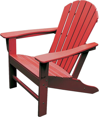 NewTechWood Atlantic Classic Curveback Plastic Weather Resistant Patio Adirondack Chair, Easy Installation, Widely Used in Outdoor, Fire Pit, Deck, Lawn, Outside, Garden Chairs (Ruby Red)