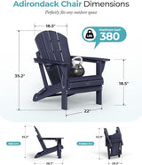 Ciokea Folding Adirondack Chair Wood Texture, Patio Adirondack Chair Weather Resistant - Photo 2