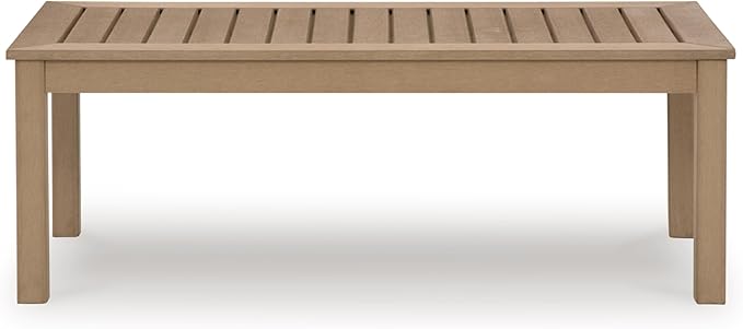 Signature Design by Ashley Hallow Creek Casual UV Resistant Resin Outdoor Coffee Table, Light Brown - Photo 7