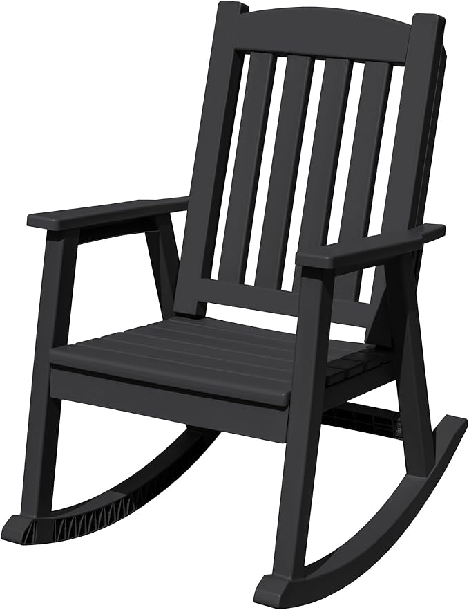 Flamaker Outdoor Rocking Chairs, PP Material Patio Rocking Chairs All Weather Resistant, Heavy Duty Rockers with High Back for Patio Backyard Porch (Black)