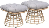 2 Pieces Swivel Outdoor Ottomans for Patio Foot Rest, PE Rattan Wicker Ottoman with Cushions - Photo 1
