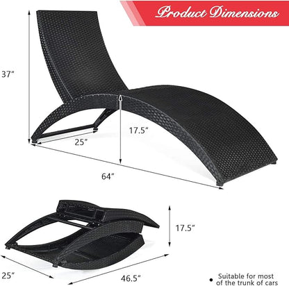 DORTALA Foldable Patio Lounge Chair, Outdoor Rattan Wicker Chaise with Cushion for Backyard Garden Lawn Balcony Poolside, Red