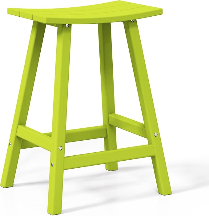 WestinTrends Malibu 24 Inch Outdoor Bar Stools, All Weather Resistant Poly Lumber Adirondack Counter Height Stools, Lime