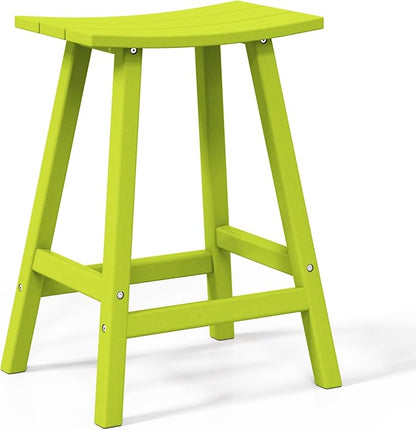 WestinTrends Malibu 24 Inch Outdoor Bar Stools, All Weather Resistant Poly Lumber Adirondack Counter Height Stools, Lime