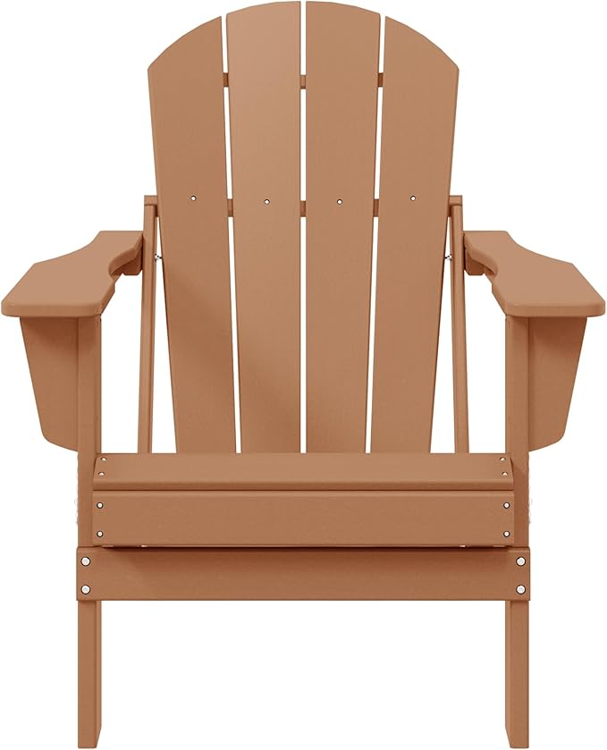 WO WESTIN OUTDOOR HDPE Laguna Outdoor Folding Poly Adirondack Chair (Set of 8),Teak
