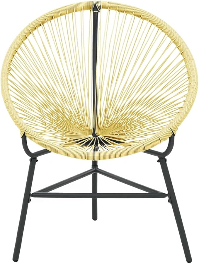 vidaXL Acapulco Chair Beige Poly Rattan, Powder-Coated Steel Standard - Photo 5