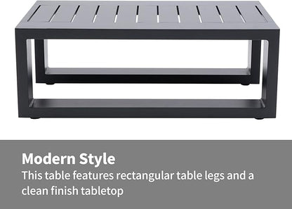 Patio Side Table Aluminum Outdoor End Tables for Outside Small Rectangle Coffee Table Patio Furniture for Garden Backyard, Grey Frame
