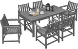 7 Pieces HDPE Outdoor Dining Set, Patio Dining Set with Umbrella Hole, All Weather Outdoor Dining Table Sets for 6 - Photo 1