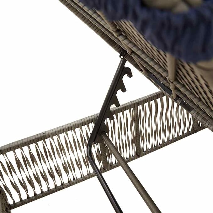 Outdoor Chaise Lounge Chair Grey PE Rattan 78" L Multi-Position Reclining Patio Sun Lounger with Thick Cushion - Photo 8