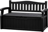JUMMICO 80 Gallon Resin Outdoor Storage Bench, Large Deck Box with Armrest, Lockable&Waterproof for Garden, Home, Patio - Photo 1