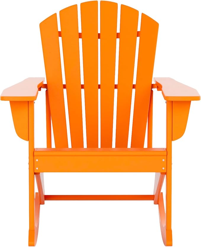 WO WESTIN OUTDOOR HDPE Altura Outdoor Rocking Poly Adirondack Chair, Orange