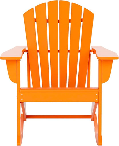 WestinTrends Dylan Outdoor Patio Poly Plastic Adirondack Rocking Chair, Orange