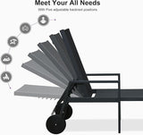 PURPLE LEAF Outdoor Chaise Lounge Set for 4 Aluminum Patio Chaise Lounger Chairs with Armrest and Wheels Adjustable - Photo 6