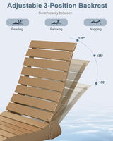 Pool Lounge Chairs Set of 2, HDPE Adjustable Chaise Chairs with Headrest - Photo 5