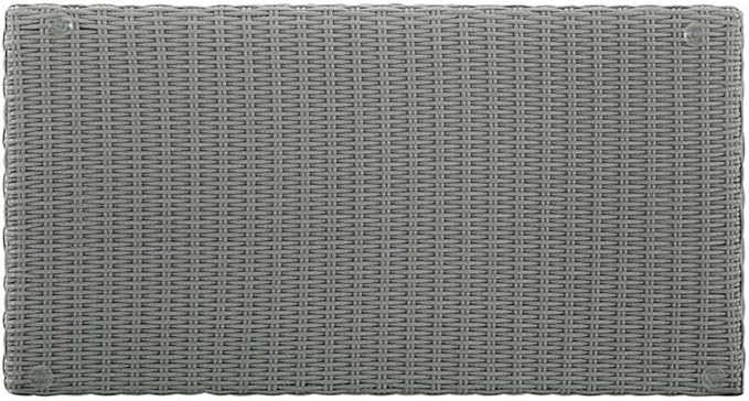 Pemberly Row 40" Wicker Patio Coffee Table, Tempered Glass Top, Gray Resin All-Weather Wicker, Powder-Coated Steel Frame, Rectangular Outdoor Table for Garden, Deck, or Patio Use