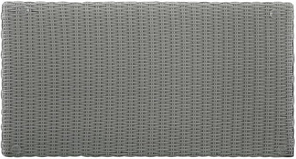 Pemberly Row 40" Wicker Patio Coffee Table, Tempered Glass Top, Gray Resin All-Weather Wicker, Powder-Coated Steel Frame, Rectangular Outdoor Table for Garden, Deck, or Patio Use