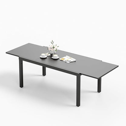 Sophia & William Expandable Patio Dining Table, Extra Large 99.2" L x 35.5" W Outdoor Dining Table for 6-10 Person Metal Rectangular Patio Table with E-Coating for Garden Porch Deck (Black)