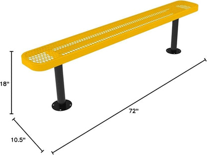 COATEDOUTDOORFURNITURE Heavy-Duty Outdoor Bench Thermoplastic Coated, Expanded Metal, Commercial-Grade Seating, Made in America (Surface Without Back, 6 Ft, Textured Yellow)