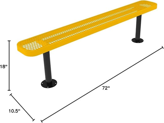 COATEDOUTDOORFURNITURE Heavy-Duty Outdoor Bench Thermoplastic Coated, Expanded Metal, Commercial-Grade Seating, Made in America (Surface Without Back, 6 Ft, Textured Yellow)