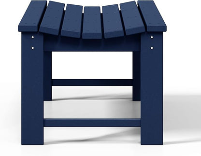 WestinTrends Malibu Outdoor Bench, All Weather Resistant Poly Lumber Backless Patio Garden Bench, Adirondack Curved Bench Seat for Comfort, Navy Blue