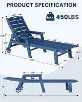 FOOWIN Chaise Lounge Chair，HDPE Lounge Chair Outdoor with 5 Positions - Photo 3