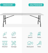 Best Choice Products 8ft Plastic Folding Table, Indoor Outdoor Heavy Duty Portable w/Handle, Lock for Picnic, Party - Photo 3