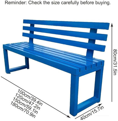 Metal Outdoor Bench with Simple Backrest, Modern Design Garden Bench, Multifunctional Front Porch Furniture, Benchs Seat for Garden, Patio，Park, Plant(Blue,120cm/47.2in)