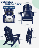 Plawdlik Folding Adirondack Chair Set of 2 with 2 Cup Holder, SGS Tested - Photo 2