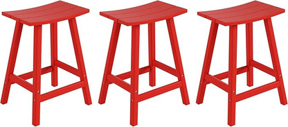 WestinTrends Malibu Malibu 24 Inch Counter High Saddle Stools (Set of 3), Red