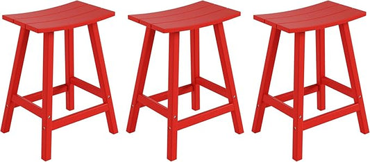 WestinTrends Malibu Malibu 24 Inch Counter High Saddle Stools (Set of 3), Red