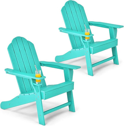 Giantex Set of 2 Adirondack Chair Outdoor Fire Pit Chairs, HDPE Weather Resistant Patio Chair for Campfire,Deck, Garden, Yard, Lawn Furniture Porch and Lawn Seating Composite Chairs