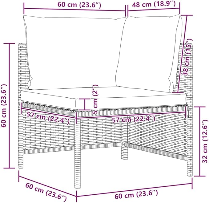 vidaXL - Gray Poly Rattan Sectional Corner Sofa with Cushions | Versatile Outdoor Garden Furniture | Highly Durable & Weather-Resistant | Comfortable Seating