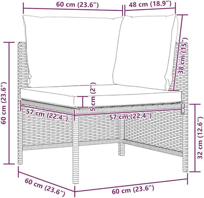 vidaXL - Gray Poly Rattan Sectional Corner Sofa with Cushions | Versatile Outdoor Garden Furniture | Highly Durable & Weather-Resistant | Comfortable Seating